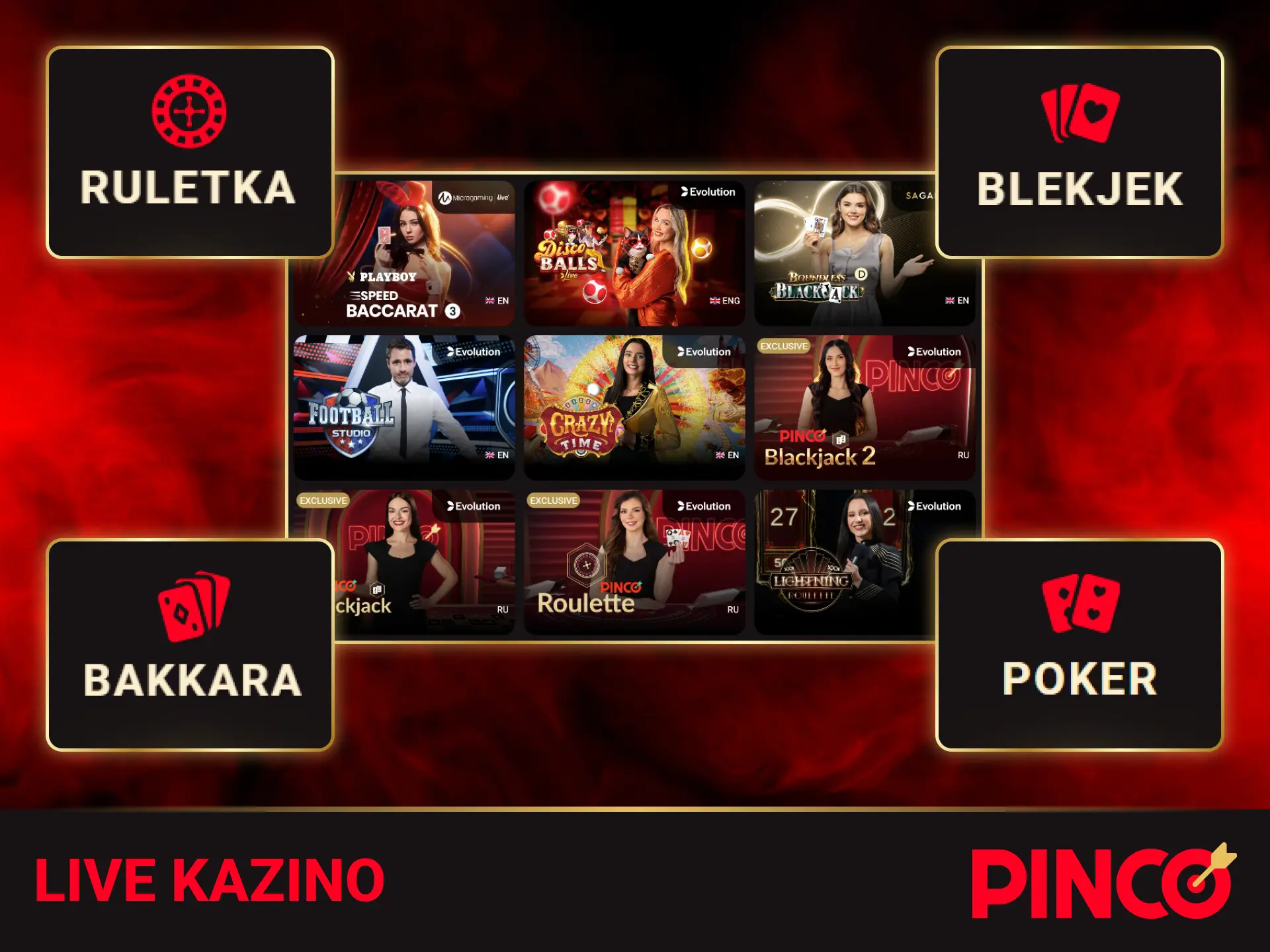 Jonli kruperlar hamrohligida Pinco live kazino muhitidan zavq oling.