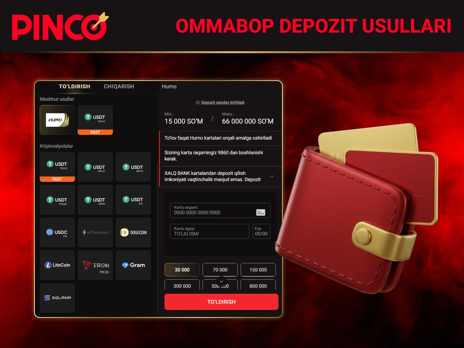 Oʻzbekistonda foydalaniladigan eng xavfsiz va ommabop Pinco depozit usullari.