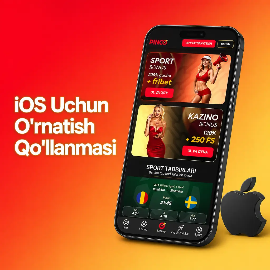 Pinco ilovasini iOS qurilmaga Safari orqali bosh ekranga qo'shib o'rnatish qo'llanmasi