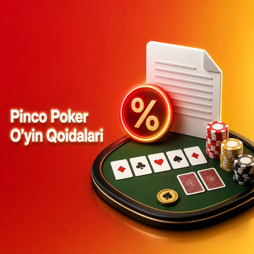 Pinco Pokerda Texas Hold'em qoidalari: hole cards, flop, turn, river va showdown bosqichlari tasvirlangan rasm